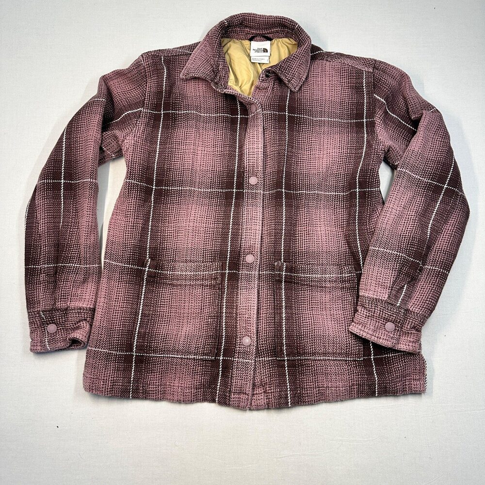 Gorpcore The North Face Plaid Quilted Lined Shacket Mauve Burgundy S